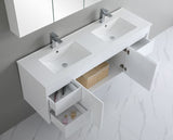 Wall Hung Vanity (with Cabinet Doors and Drawers) 1500mm - White