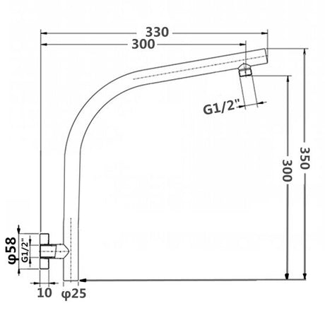 Pentro Wall Shower Arm drawing details