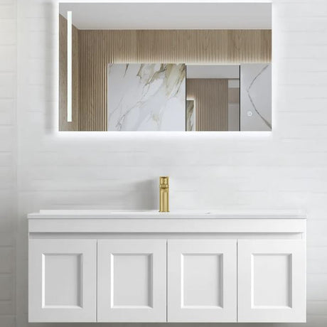 bathroom with mirror and Hampton MKII Vanity 1200mm - Matte White