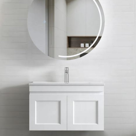 Bathroom mirror and wall hung Hampton MKII Vanity 750mm - Matte White