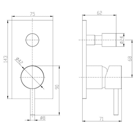 SYDNEY Shower/Wall Diverter Black