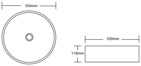 Zen Stainless Steel Counter Top Basin 350mm - Copper drawing