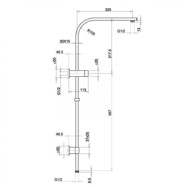 Esperia 250mm Square Shower Station